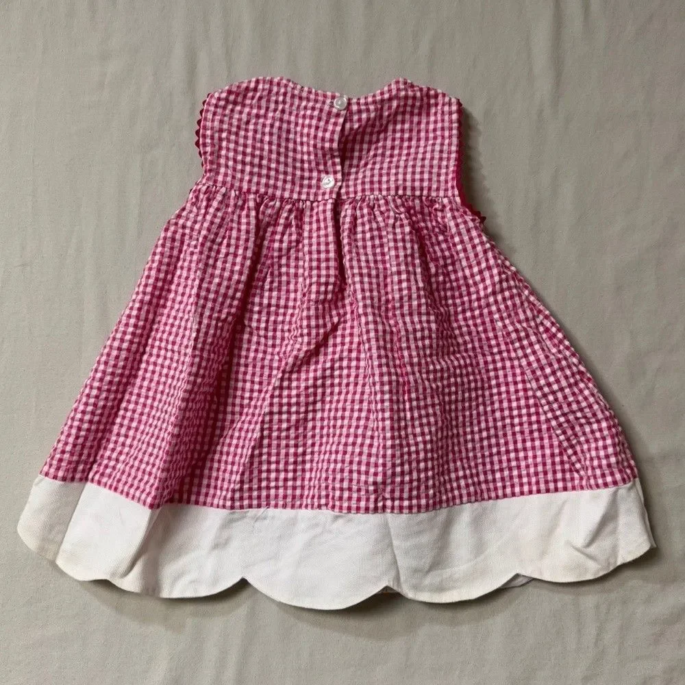 Ladybug Dress Girls 24 Months Pink White Fit & Flare Summer Sun Embroidered Cute